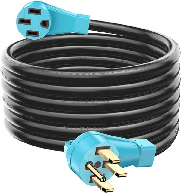 CircleCord UL Listed 50 Amp 25 Feet RV:EV Extension Cord, Heavy Duty 6:3+8:1 Gauge STW Wire with Cord Organizer