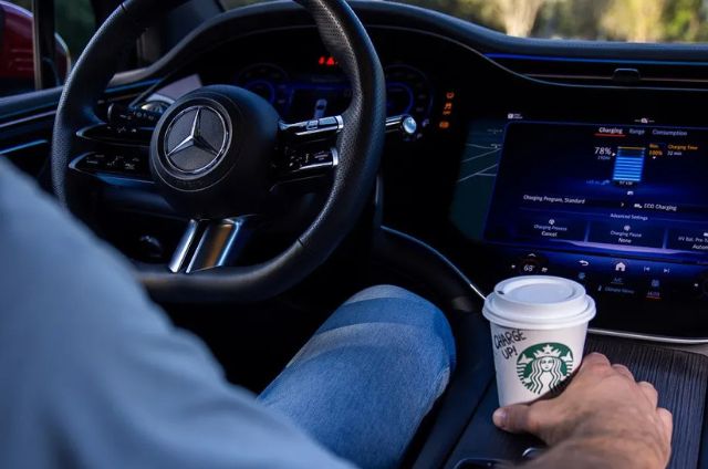 Mercedes Opens Ultra-Fast EV Hub at Starbucks